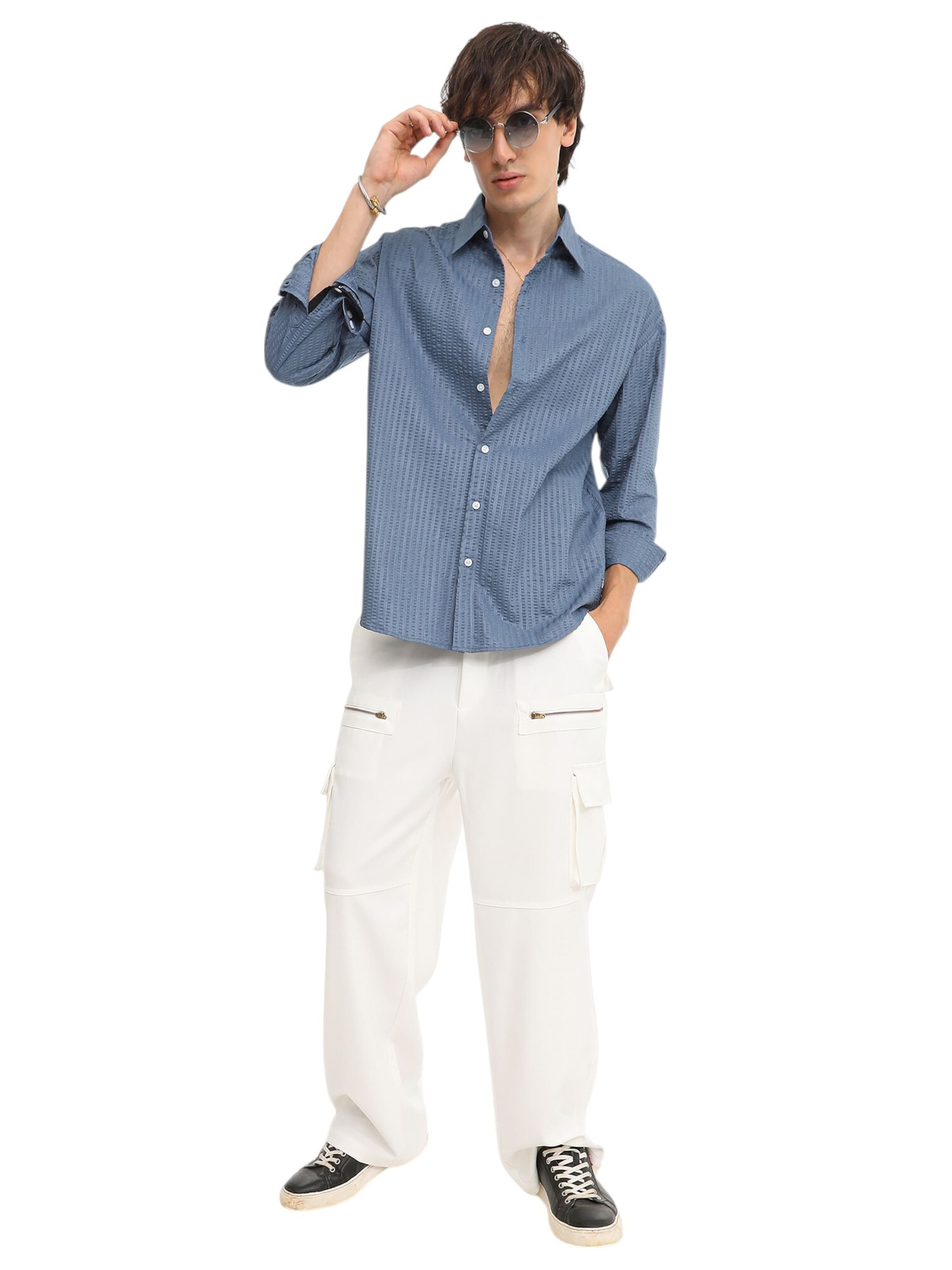 Campus Sutra Regular fit Button Up Shirt 'Tetty' in Blue