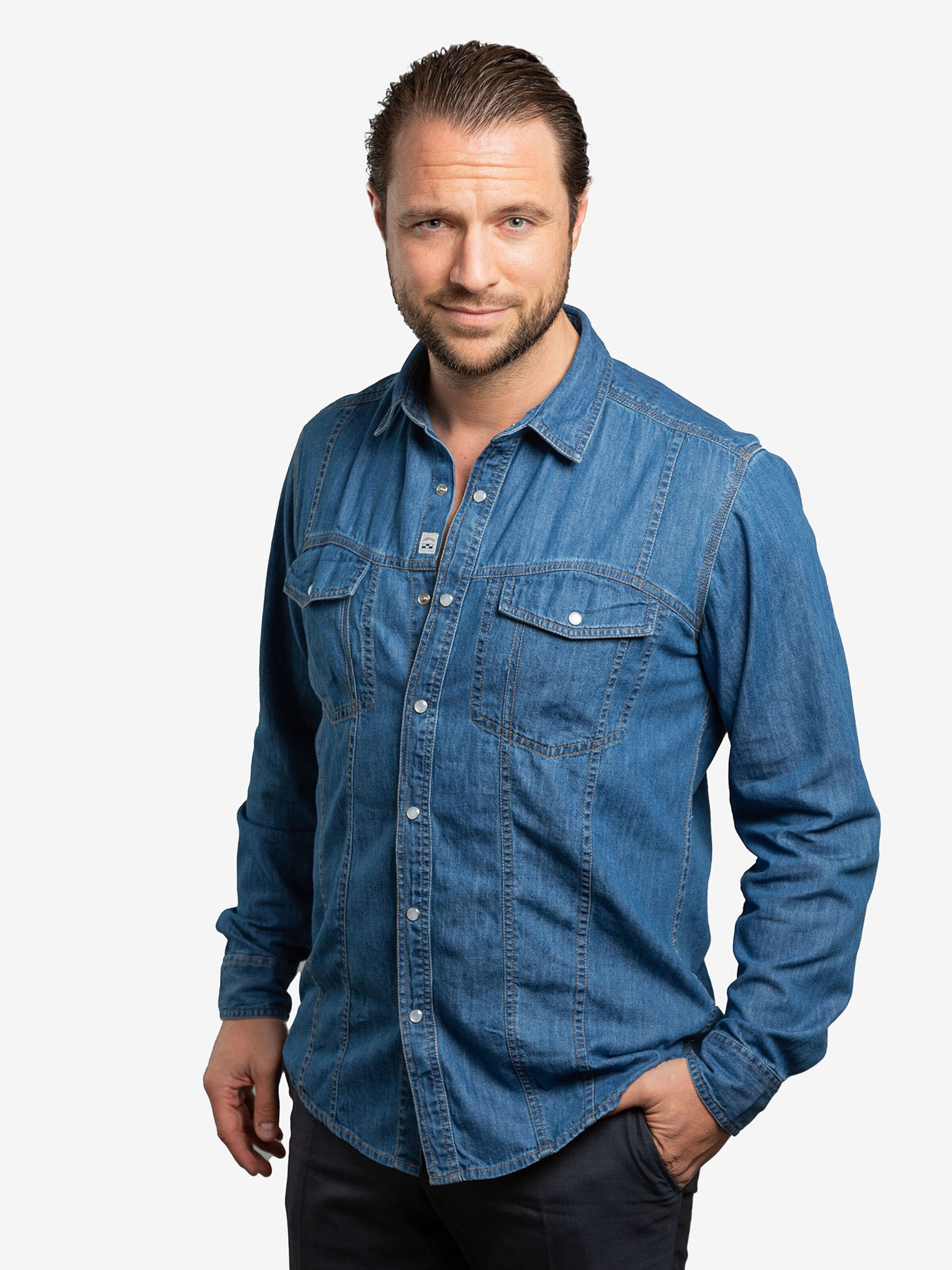 Checker - Ajuste regular Camisa ' Dynasty Denim ' en azul