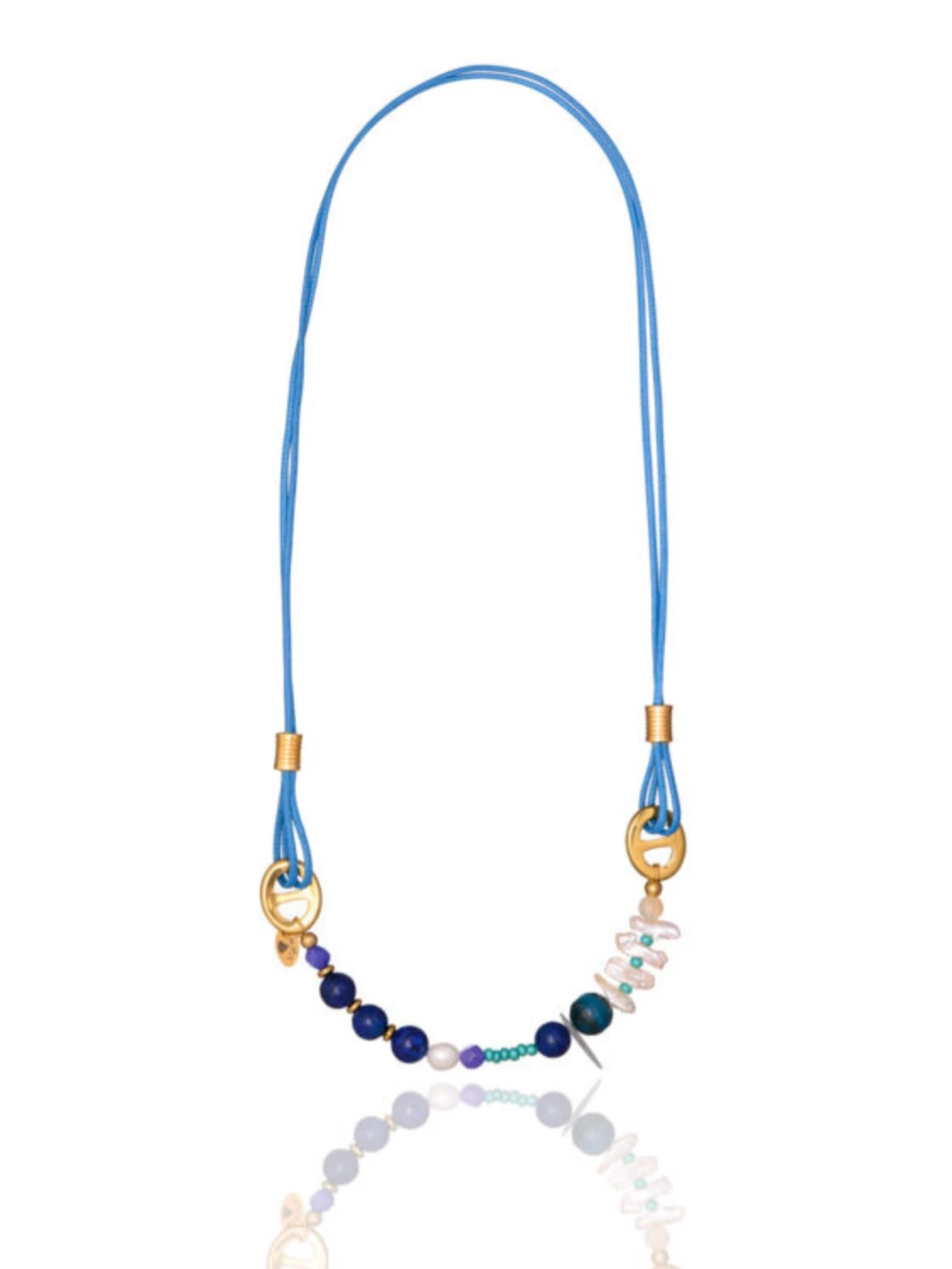 THE GEM STORIES JEWELRY Αλυσίδα 'Azure Cascade Gemstone Necklace' σε μπλε: μπροστά