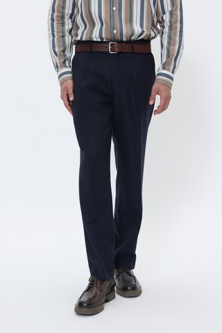 Matinique Tapered Bukser med lægfolder 'MAweller' i blå: forside