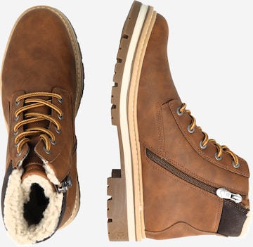 TOM TAILOR - Botas com atacadores em castanho