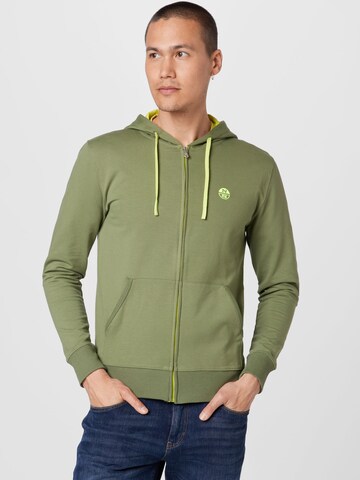 North Sails Zip-Up Hoodie in Green: front