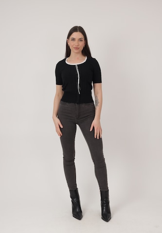 Elara Knit Cardigan in Black: front