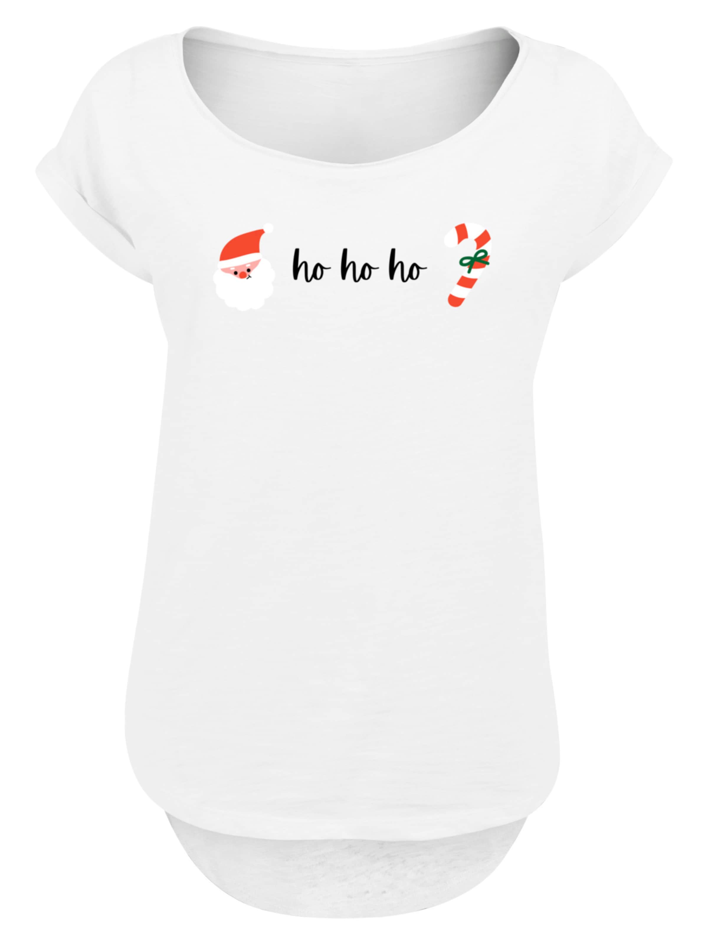 F4NT4STIC Shirt 'Ho Ho Ho Weihnachten Christmas' in White: front