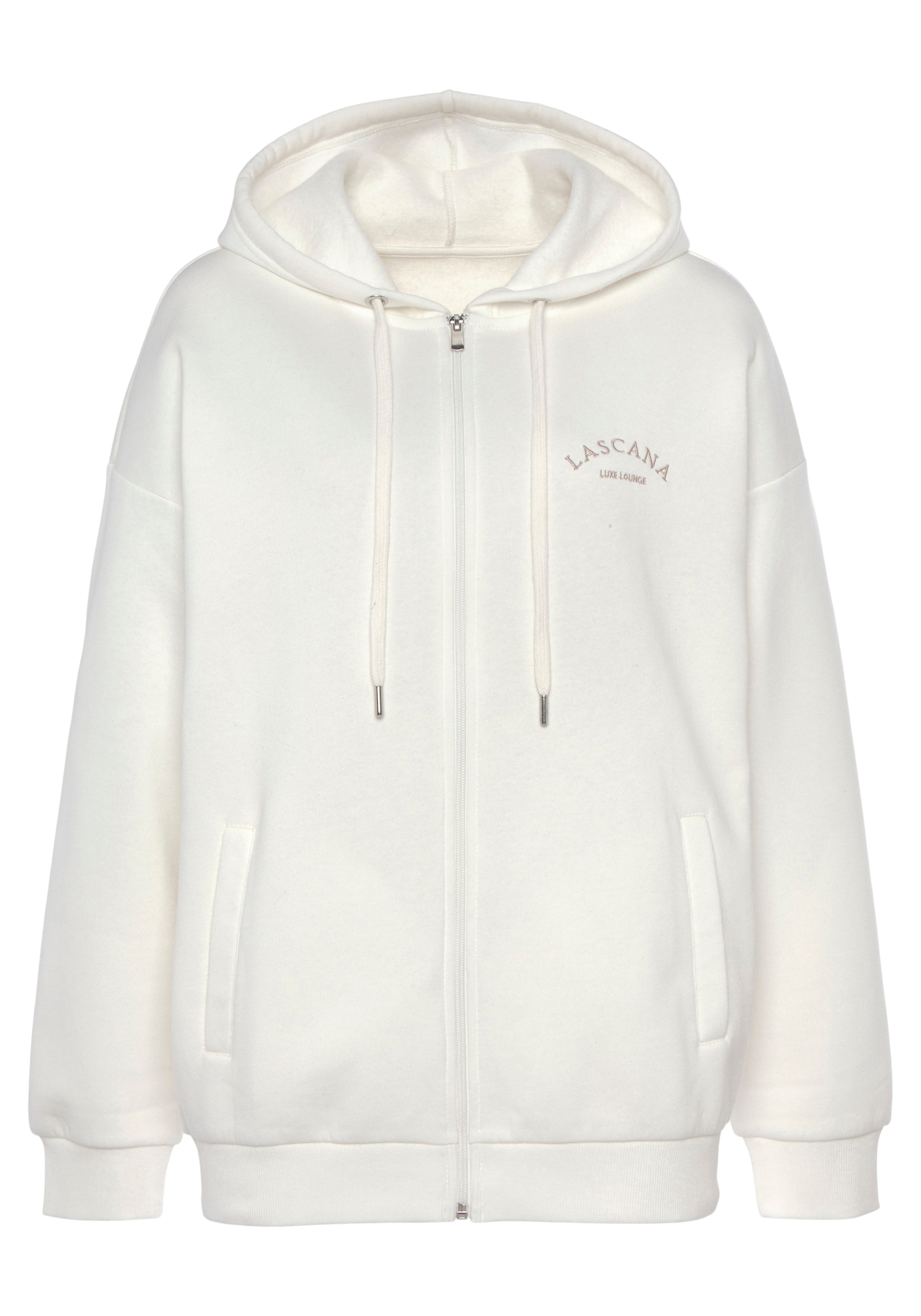 Veste de survêtement LASCANA en blanc : devant