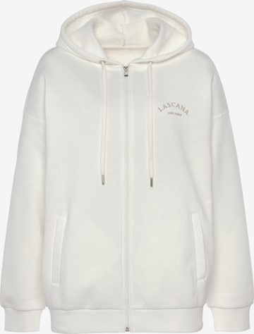 LASCANA Zip-Up Hoodie in White: front