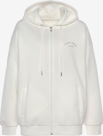 LASCANA - Sudadera con cremallera en blanco: frente