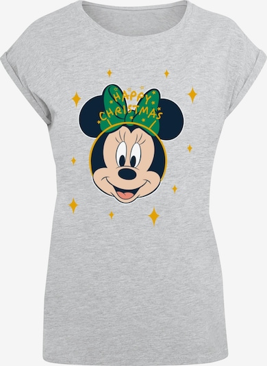 ABSOLUTE CULT T-Shirt 'Minnie Mouse - Happy Christmas' in goldgelb / graumeliert / grün / schwarz, Produktansicht