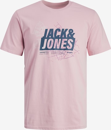 JACK & JONES Koszulka 'MAP SUMMER' w kolorze fioletowy: przód