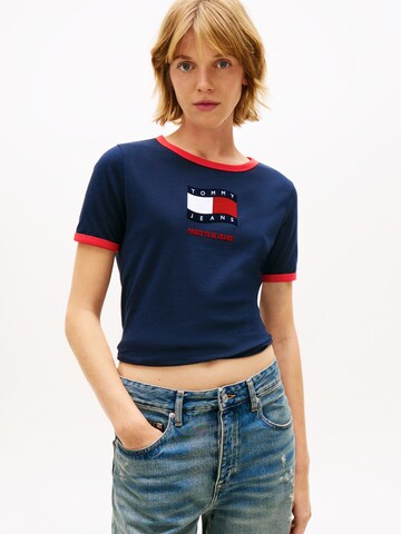 Tricou de la Tommy Jeans pe albastru: față