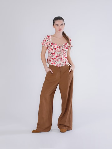 Wide leg Pantaloni di CAFè NOIR in marrone: frontale