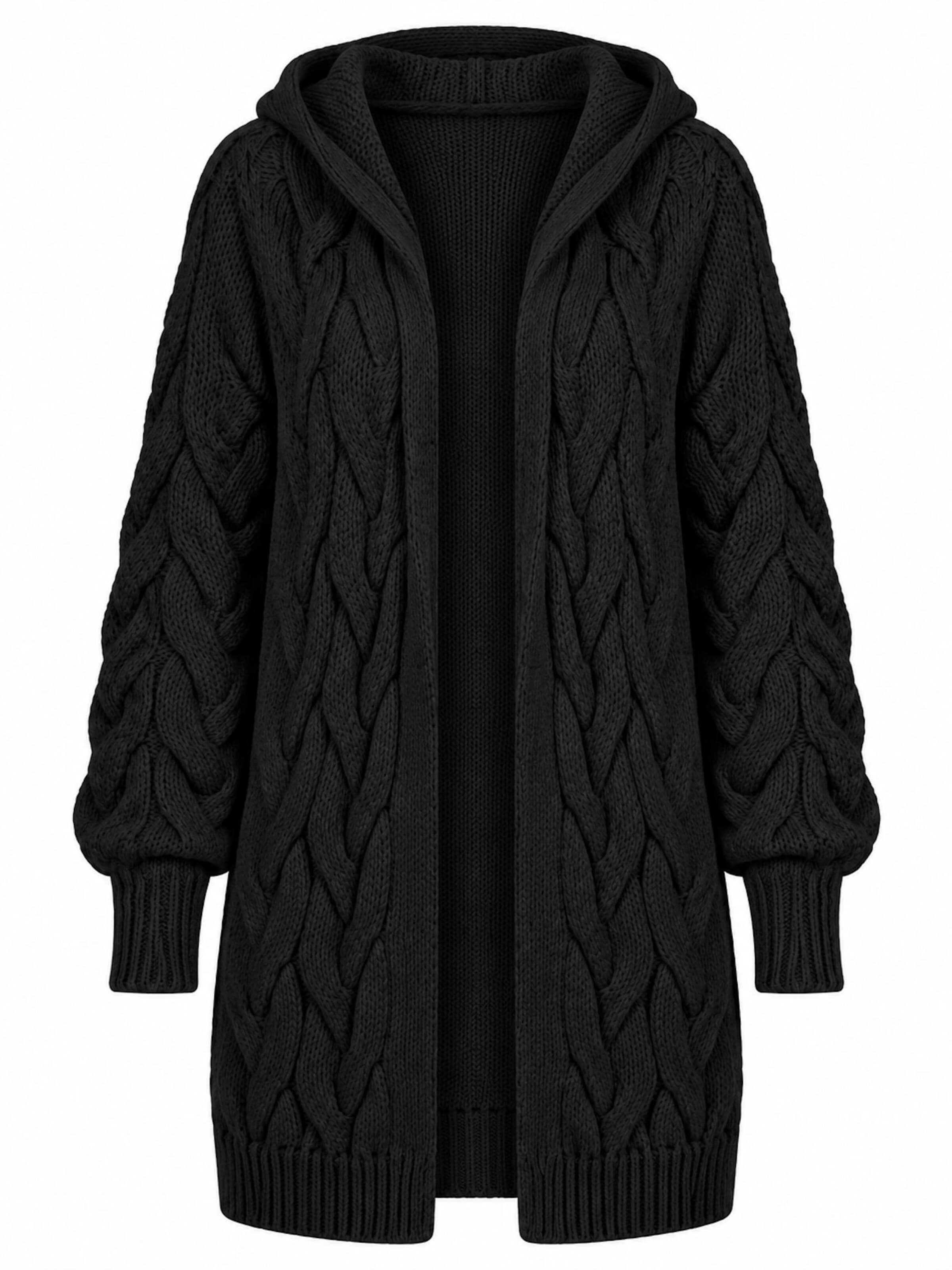 Worldclassca Strickjacke 'Worldclassca Strickjacke Lang mit Kapuze'‌‌‌‌‌‌‌‌ in Schwarz