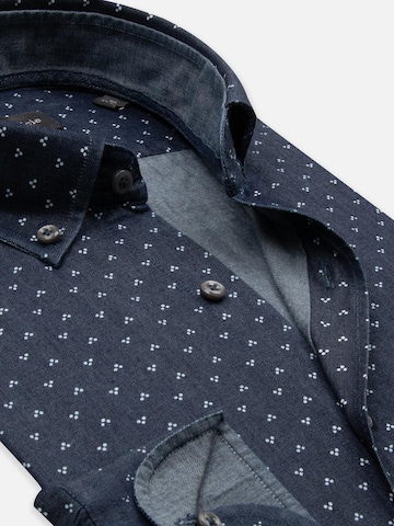 7Camicie Slim fit Zakelijk overhemd 'Leonardo Denim Man Shirt Blue White' in Blauw