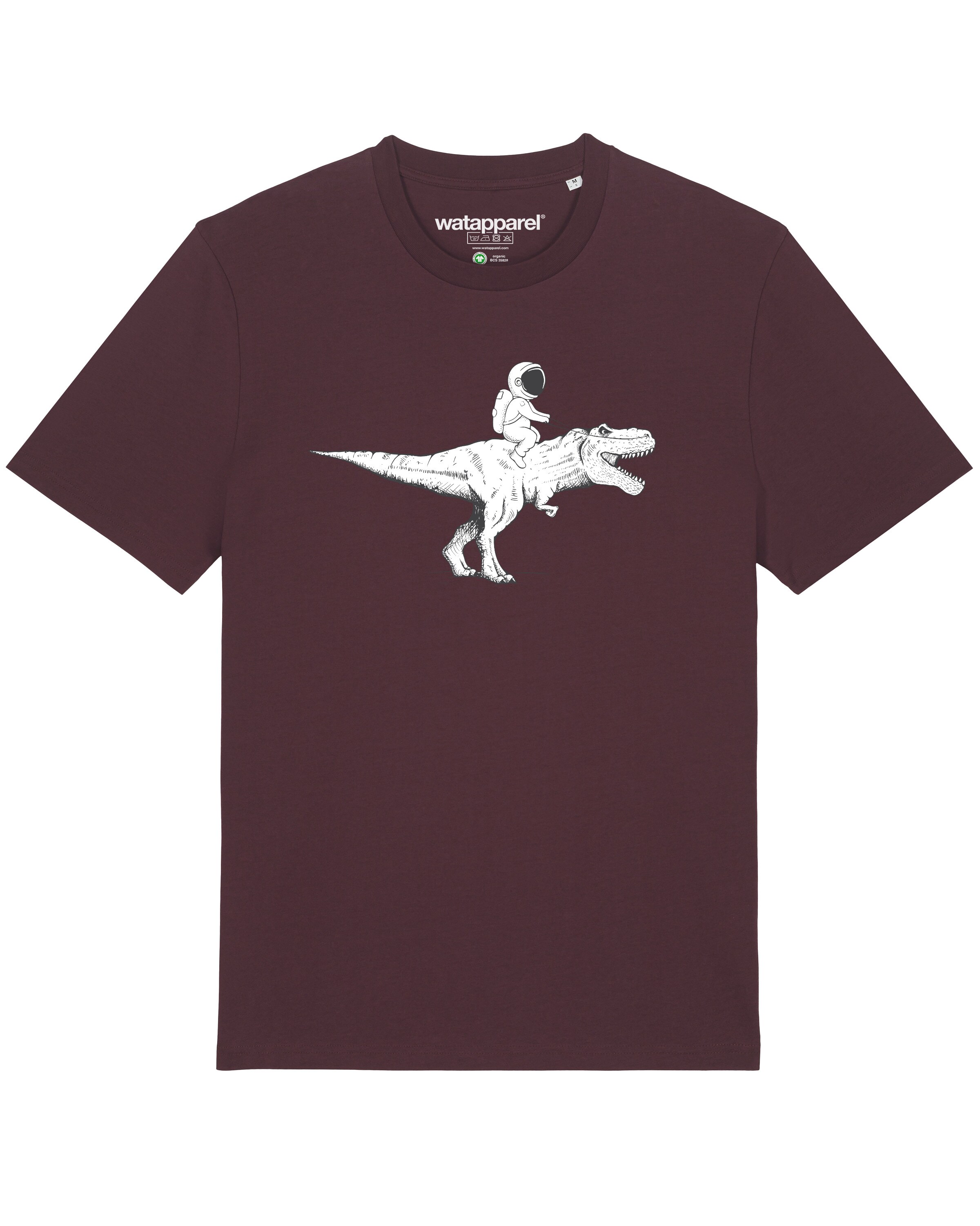 Watapparel Shirt ' Astronaut on T-Rex ' in Rood: voorkant