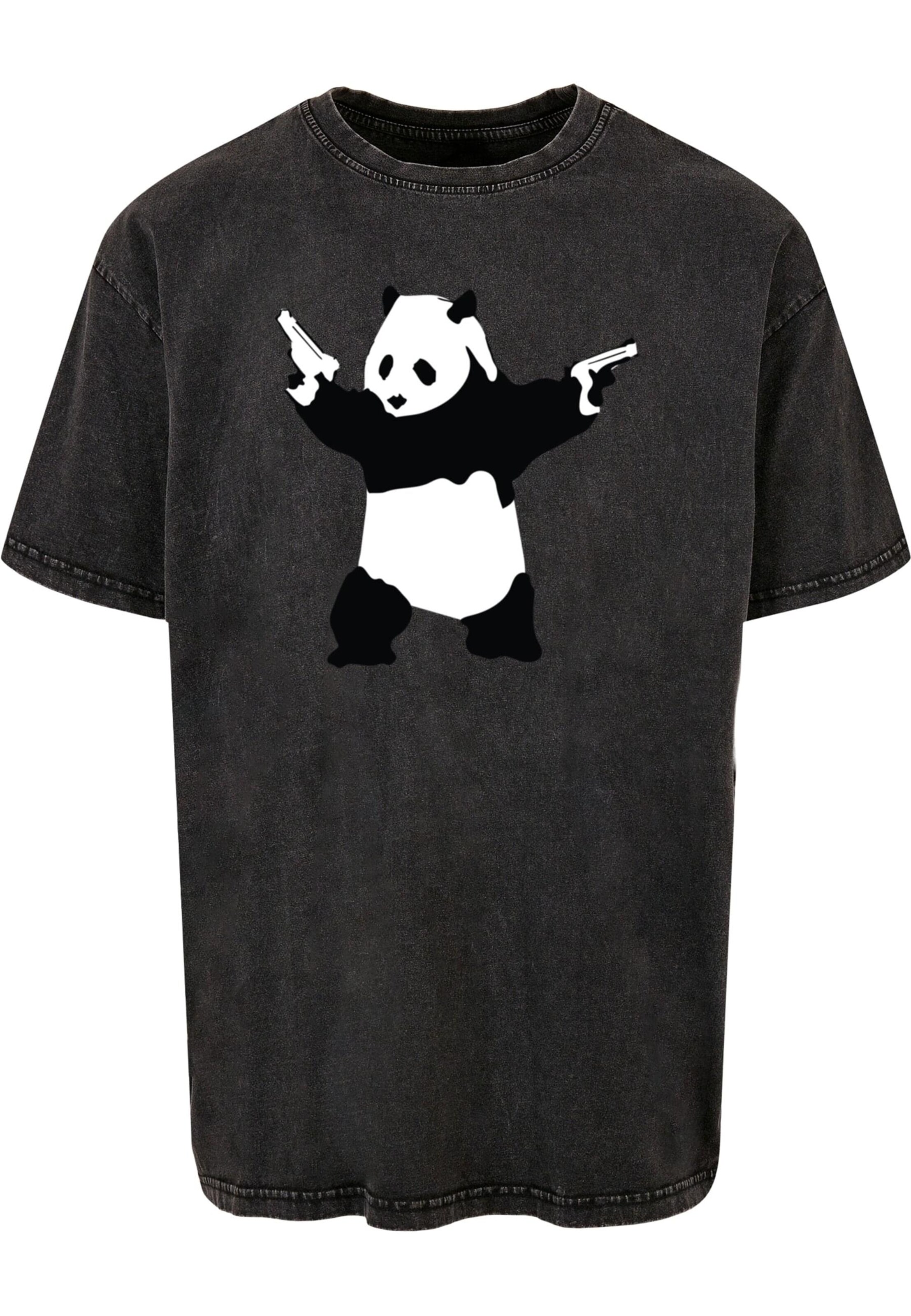 Maglietta 'Brandalised - Panda Guns' di Merchcode in nero: frontale