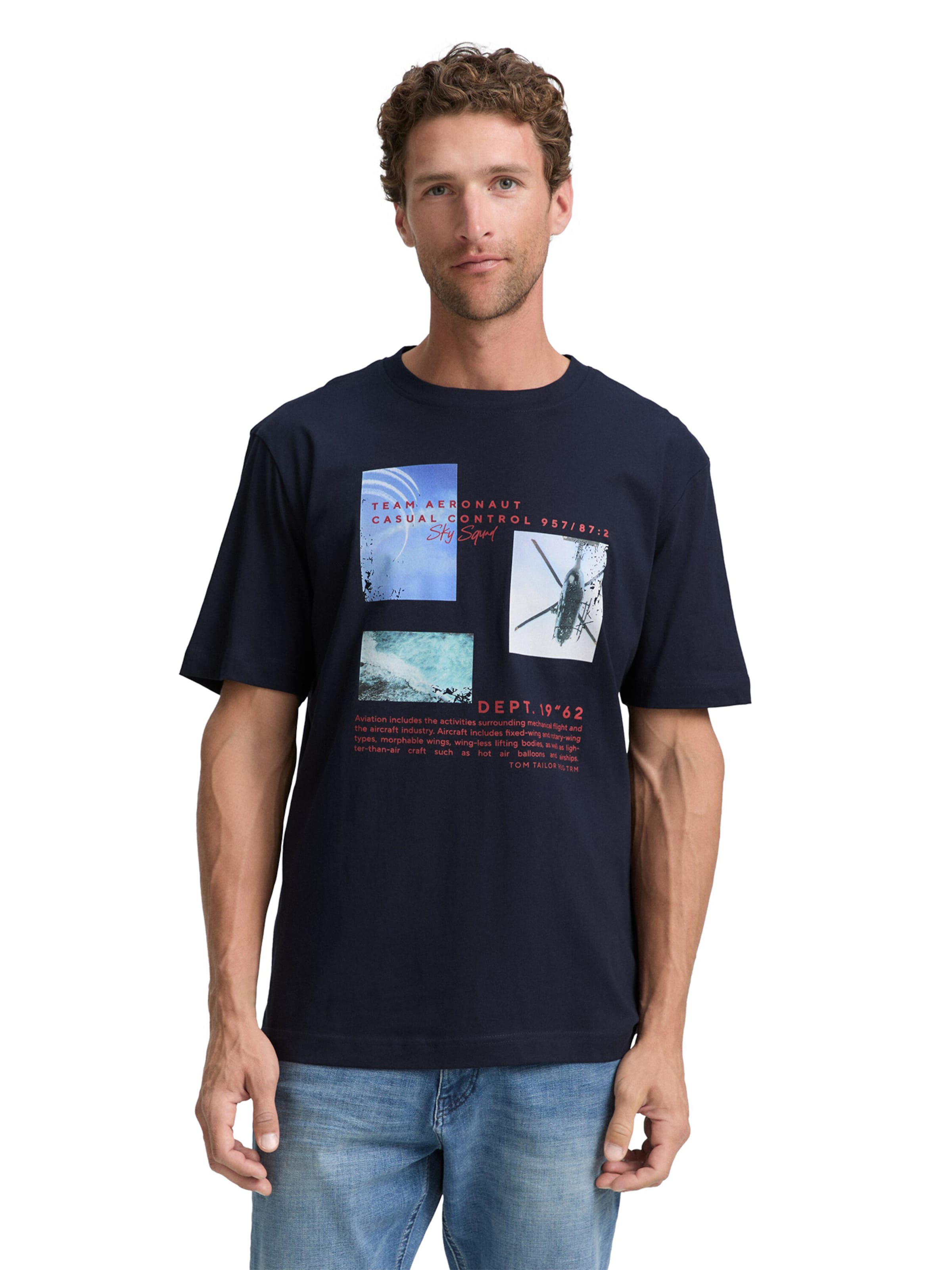 TOM TAILOR Тениска в синьо: отпред