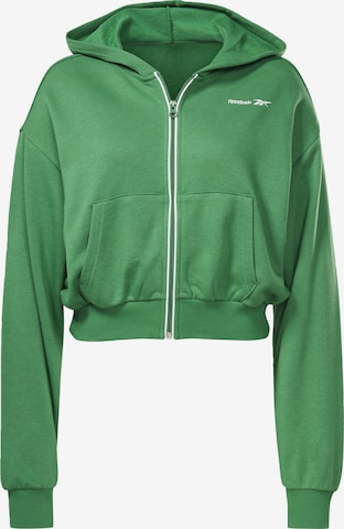 Reebok Sport Athletic Zip-Up Hoodie in Green: front