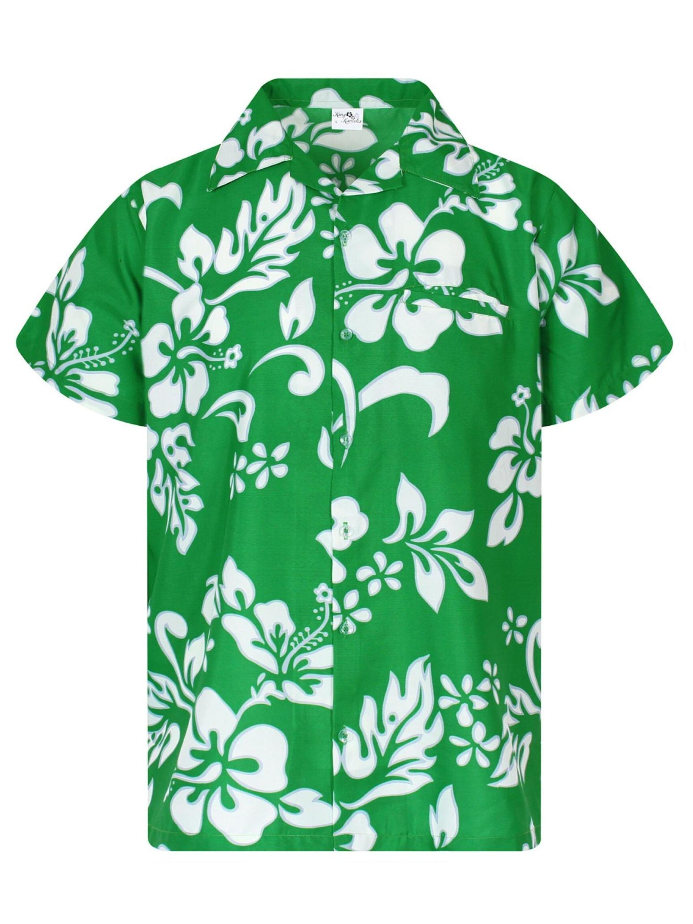 King Kameha Shirt 'Hibiscus' in Groen: voorkant