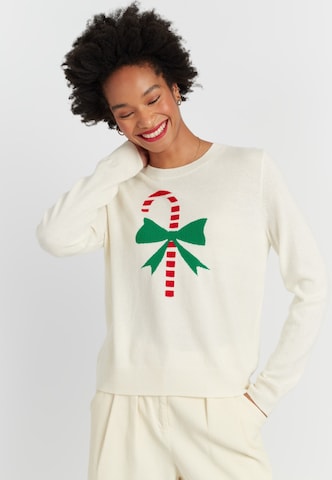 Chinti & Parker Svetr 'Candy Cane' – béžová: přední strana
