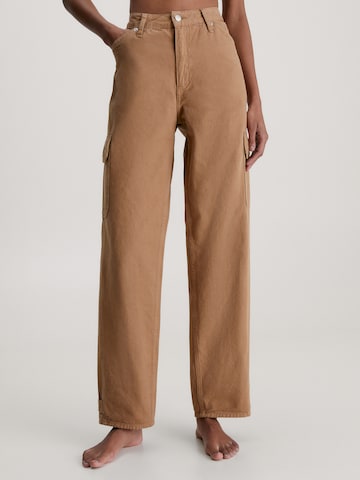 Calvin Klein Jeans Loose fit Cargo Jeans in Brown: front