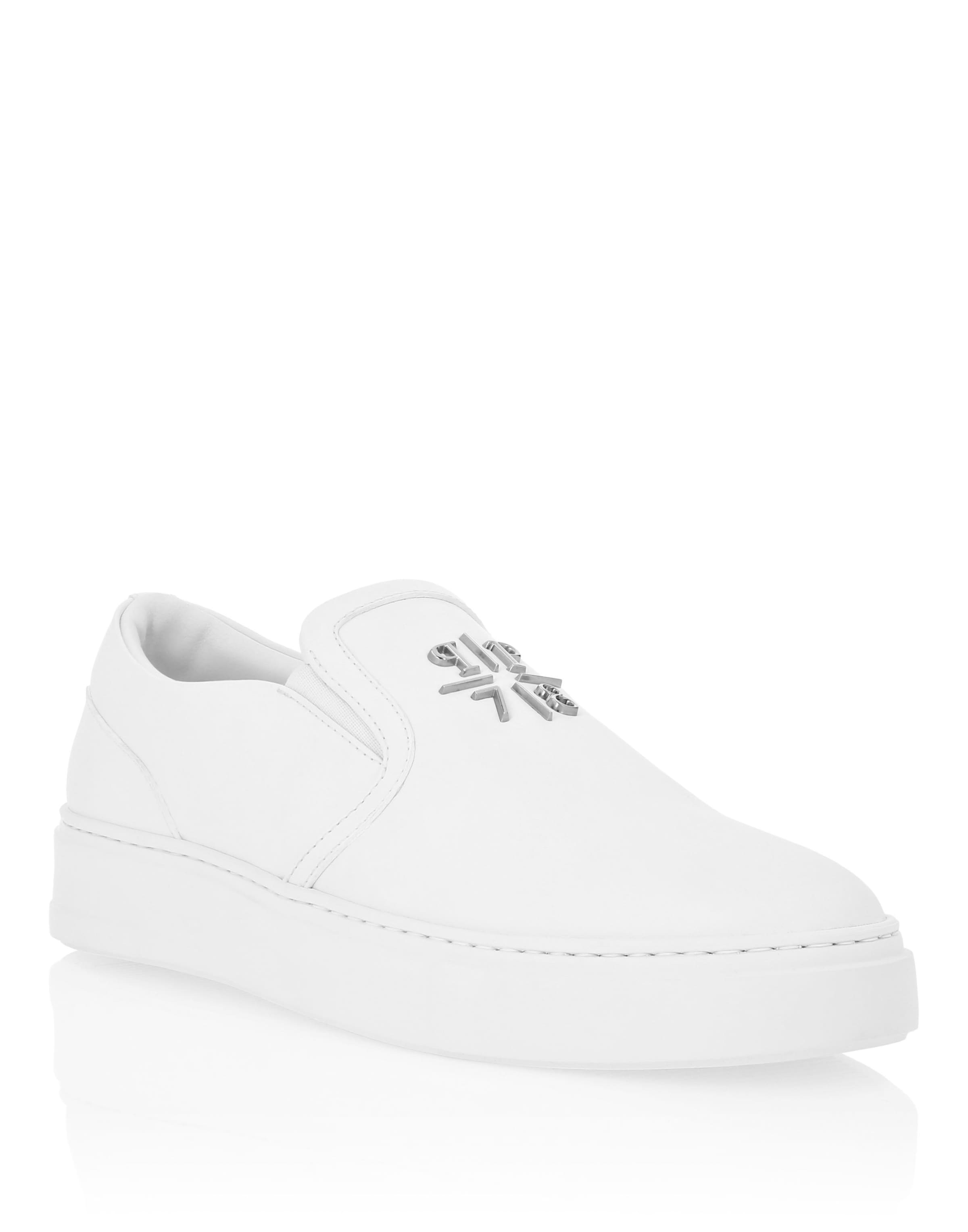 Philipp Plein - Sapatilhas slip-on em branco: frente