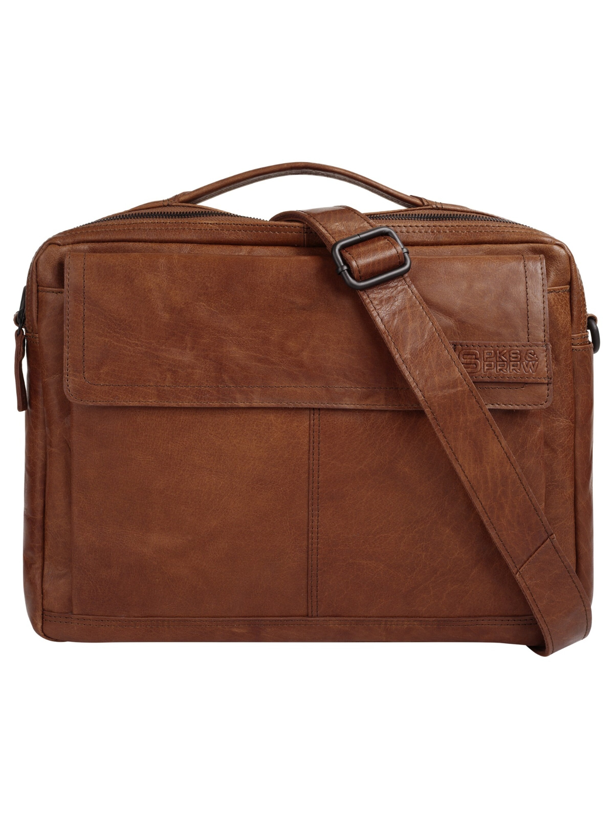 Sac d’ordinateur portable Spikes & Sparrow en marron : devant