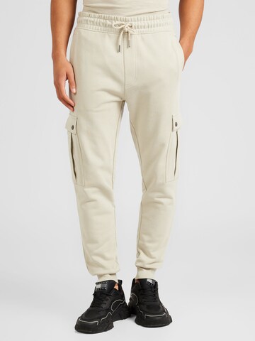 BOSS Tapered Cargo Pants 'Seteam' in Beige: front