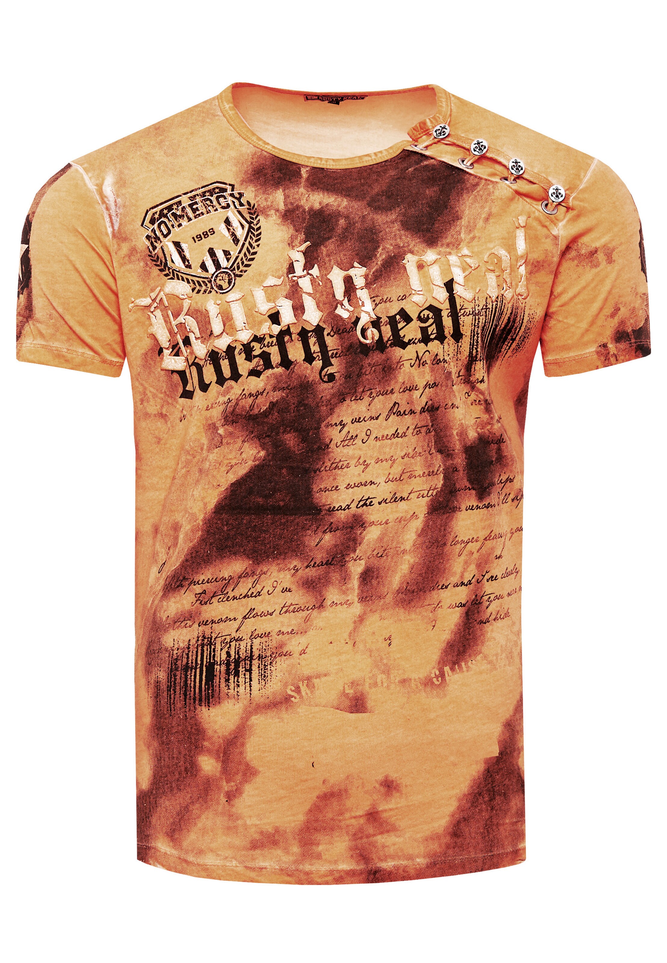 Männer Große Größen Rusty Neal T-Shirt in Orange - NK56470