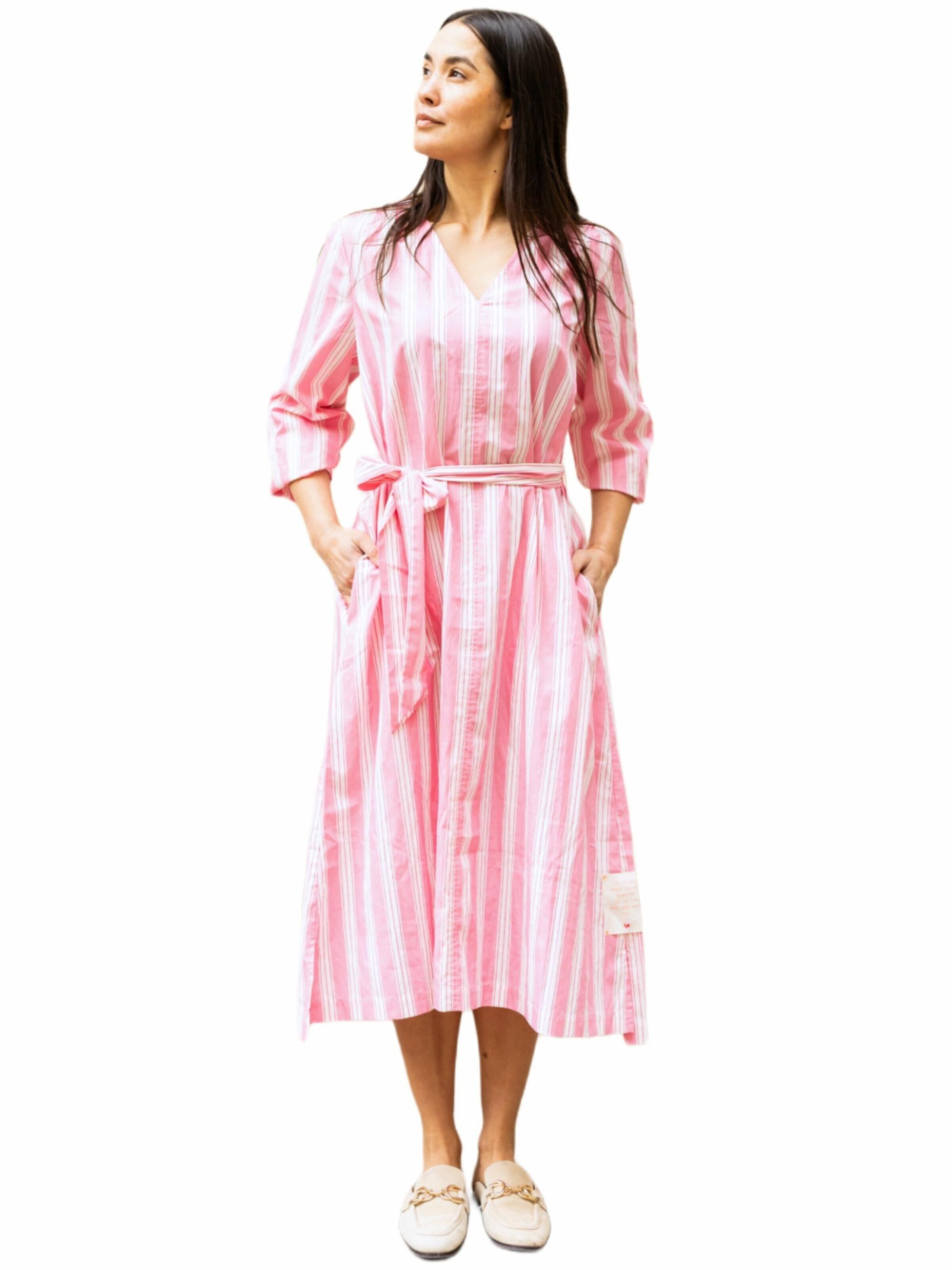 Robe 'Blusenkleid gestreift mit Stickerei - LeonieC' LIKS. Munich en rose : devant