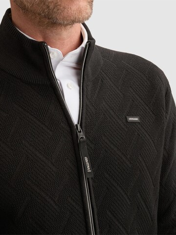 VANGUARD Knit cardigan 'Bonded cotton cardigan with allover textured pattern' in Black