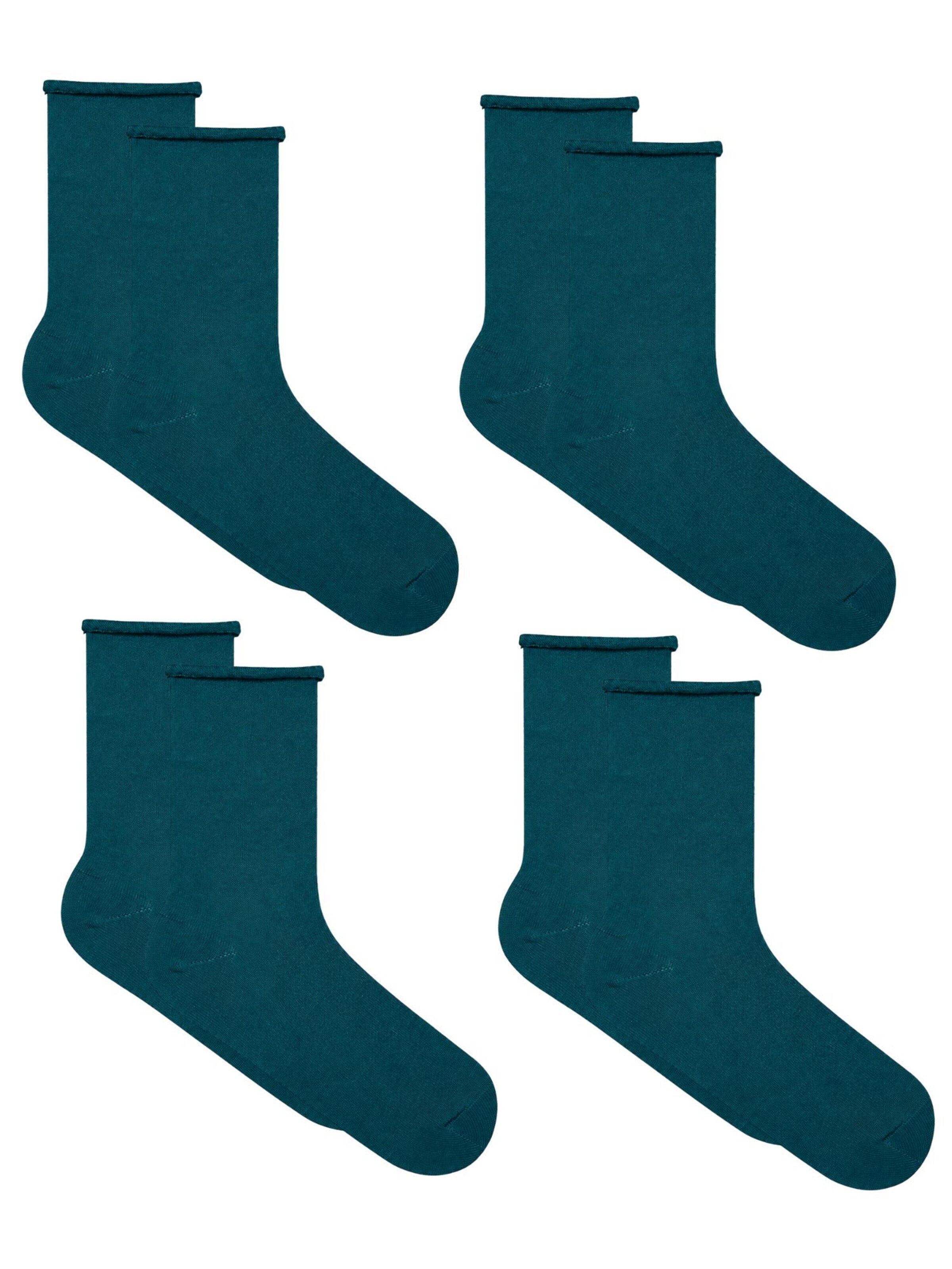 Albero Natur Socks 'Bio-Baumwoll-Socken mit Rollrand Unisex – 4er Pack' in Green: front
