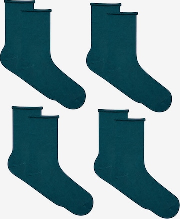 Albero Natur Socks 'Bio-Baumwoll-Socken mit Rollrand Unisex – 4er Pack' in Green: front