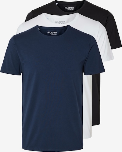 SELECTED T-Shirt 'SLHRoland' en bleu marine / noir / blanc, Vue avec produit