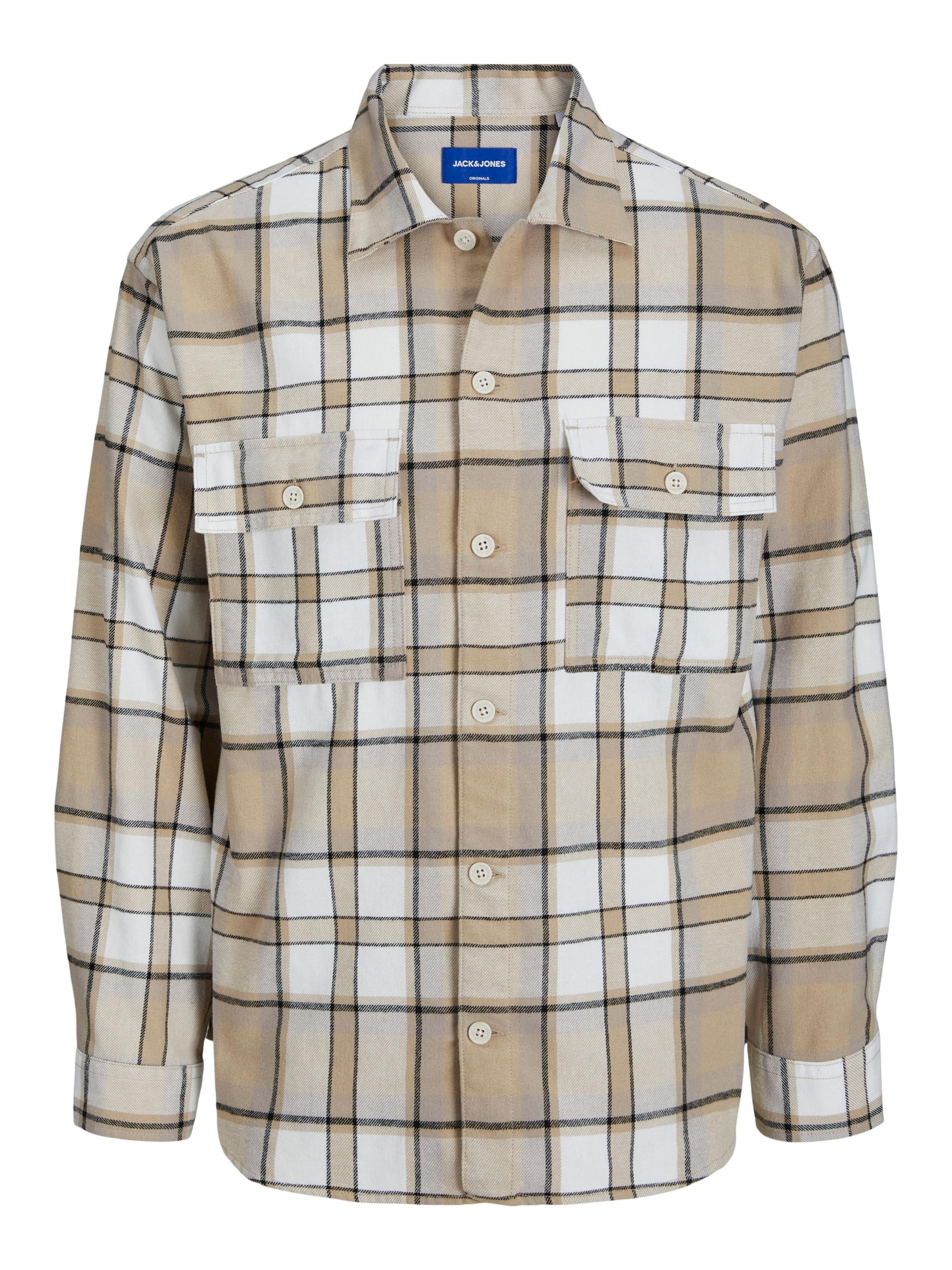 JACK & JONES Srajca 'FRI' | svetlo bež / temno bež / črna / bela barva, Prikaz izdelka