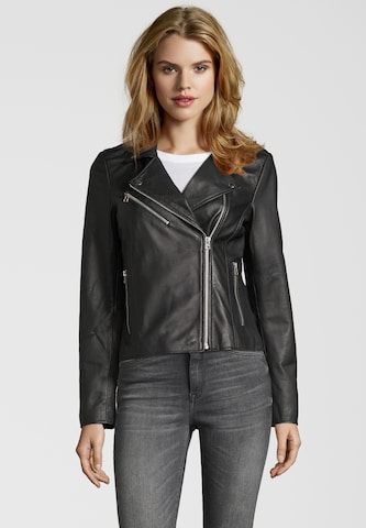 Goosecraft Between-season jacket 'Julia Biker' in Black: front
