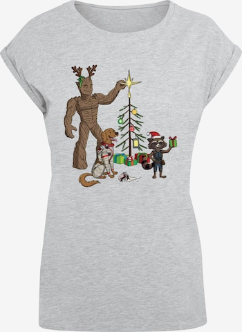 ABSOLUTE CULT T-Shirt 'Guardians Of The Galaxy - Holiday Festive Group' in Grau: predná strana