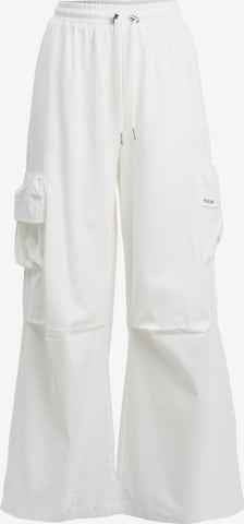 Influencer Wide Leg Gargohousut 'Drawstring' värissä valkoinen: etupuoli