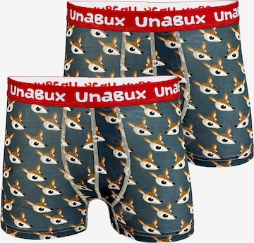 UNABUX Boxer shorts ' BLACK WHITE RABBIT ' in Brown: front