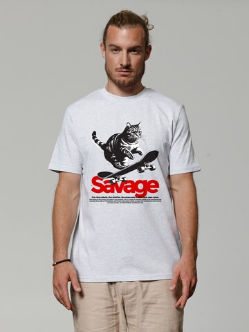 Watapparel Shirt 'Savage cat' in Grey: front