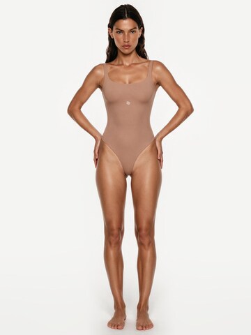 GOD SAVE QUEENS Bodi 'Second Skin Square-Neck Bodysuit' | rjava barva