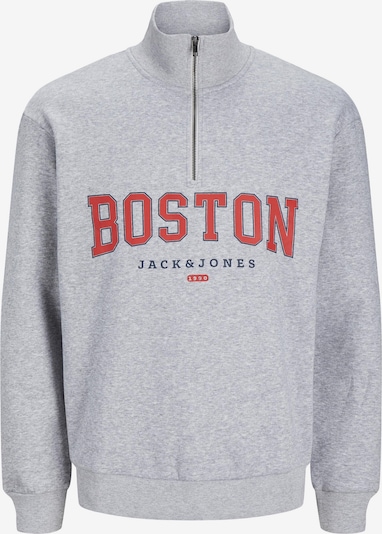 JACK & JONES Sweatshirt 'Bradley Cedric' in graumeliert / rot / schwarz, Produktansicht