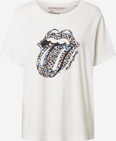CATWALK JUNKIE Camiseta 'Rolling Stones Ocean' en azul claro / talco / negro / blanco, Vista del producto