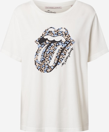 CATWALK JUNKIE T-shirt 'Rolling Stones Ocean' i vit: framsida