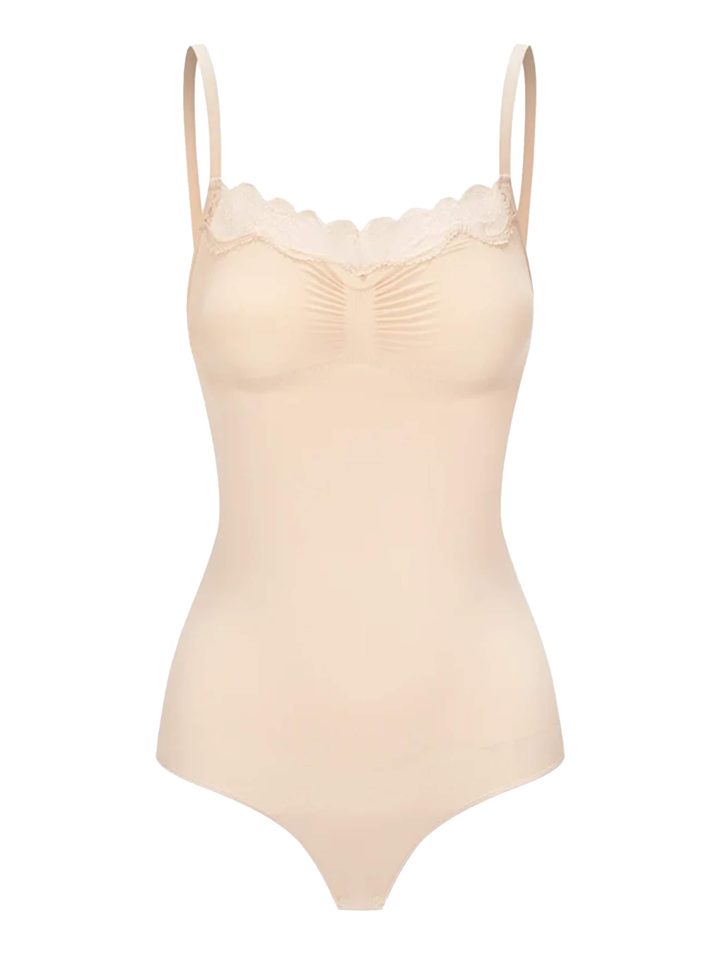 cfab Body 'Bodysuit String mit Lace' i beige: framsida