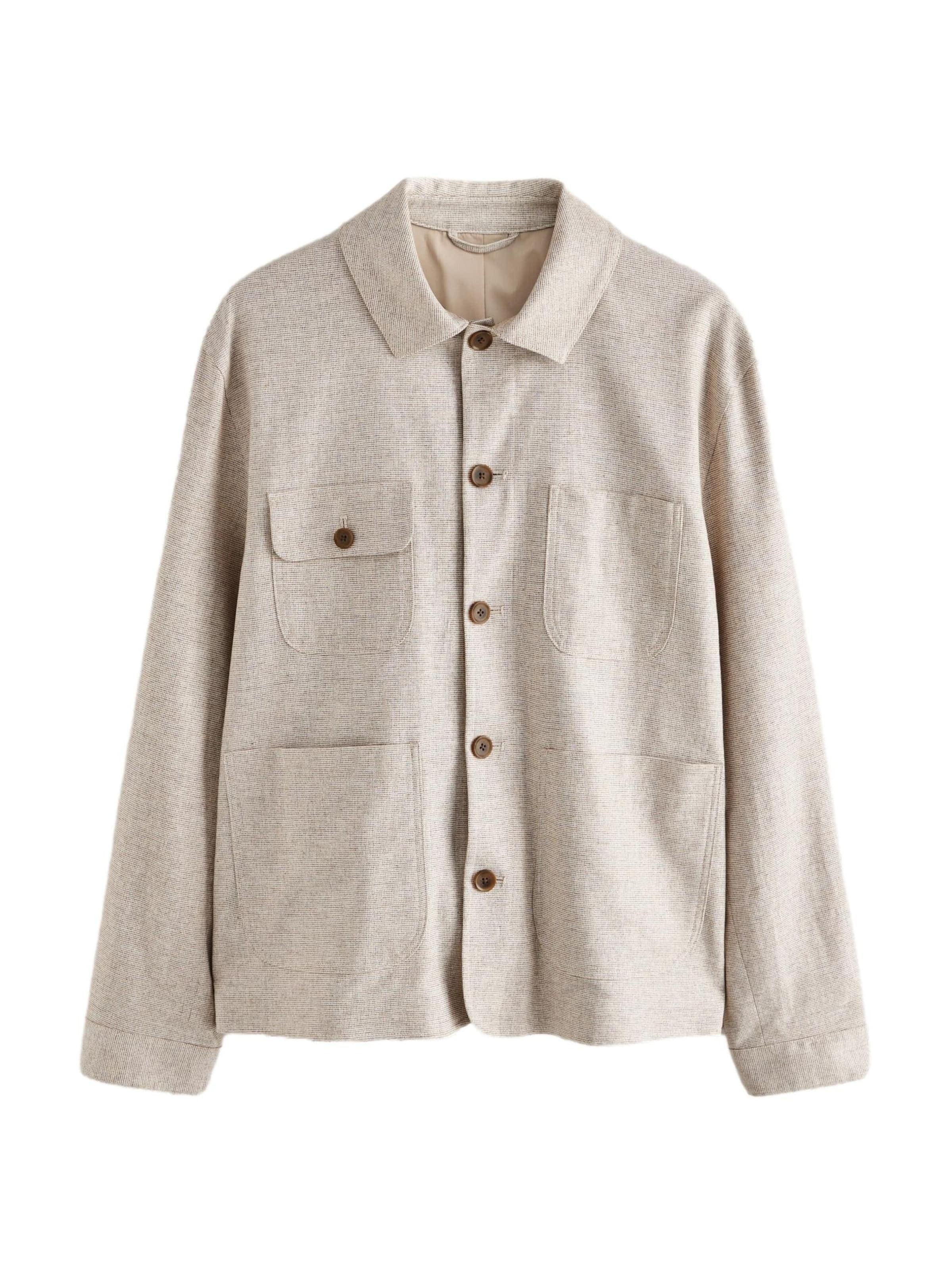 Next Regular fit Button Up Shirt in Beige: front