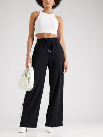 River Island Wide leg Pleated Pants in Black: front