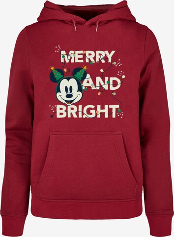 ABSOLUTE CULT Sweatshirt 'Mickey Mouse - Merry And Bright' in Red: front