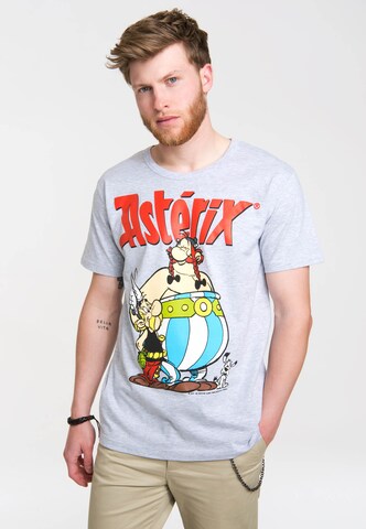 LOGOSHIRT Shirt 'Asterix & Obelix' in Grey: front