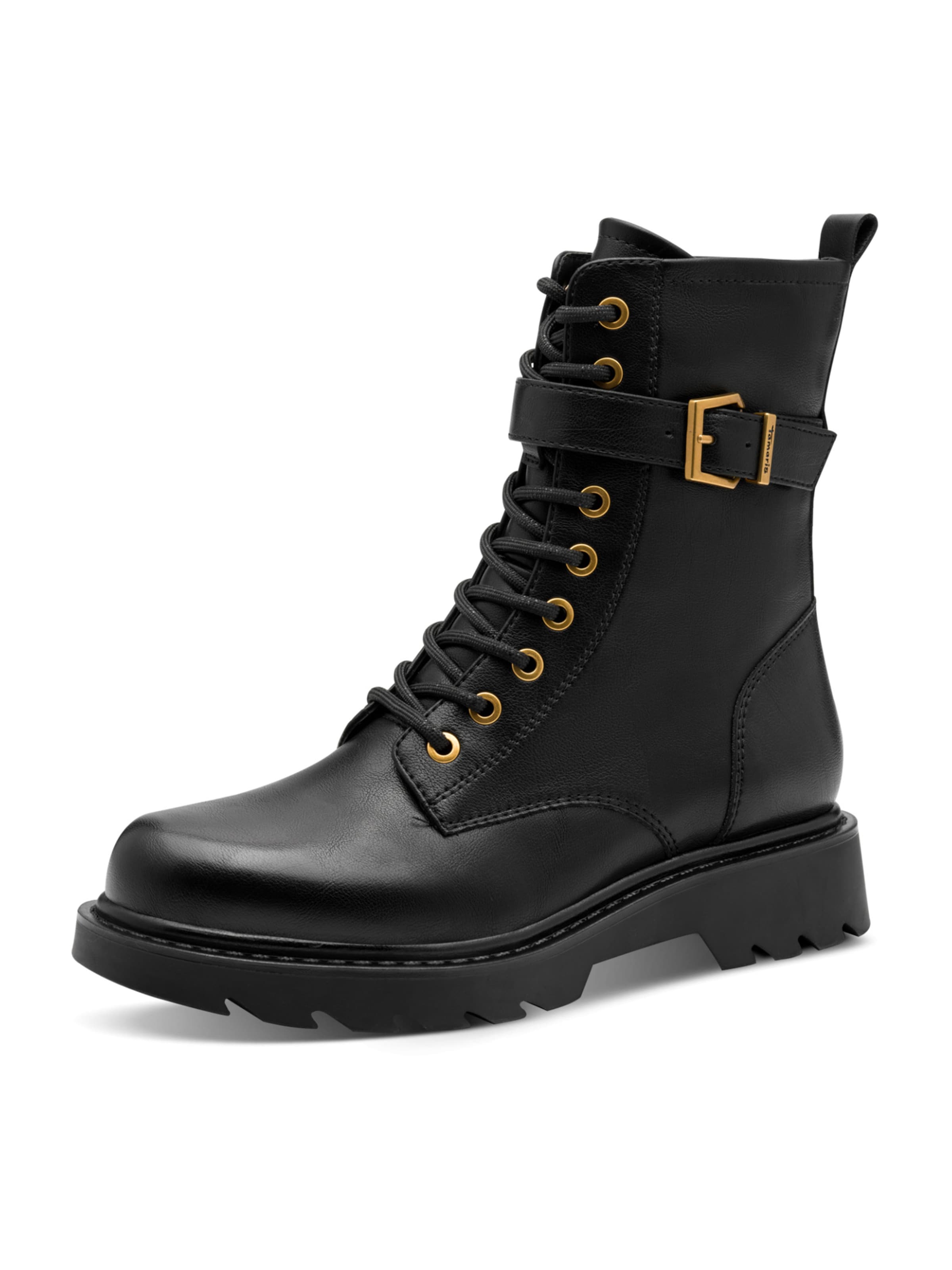 Tamaris - Botines con cordones en negro: frente