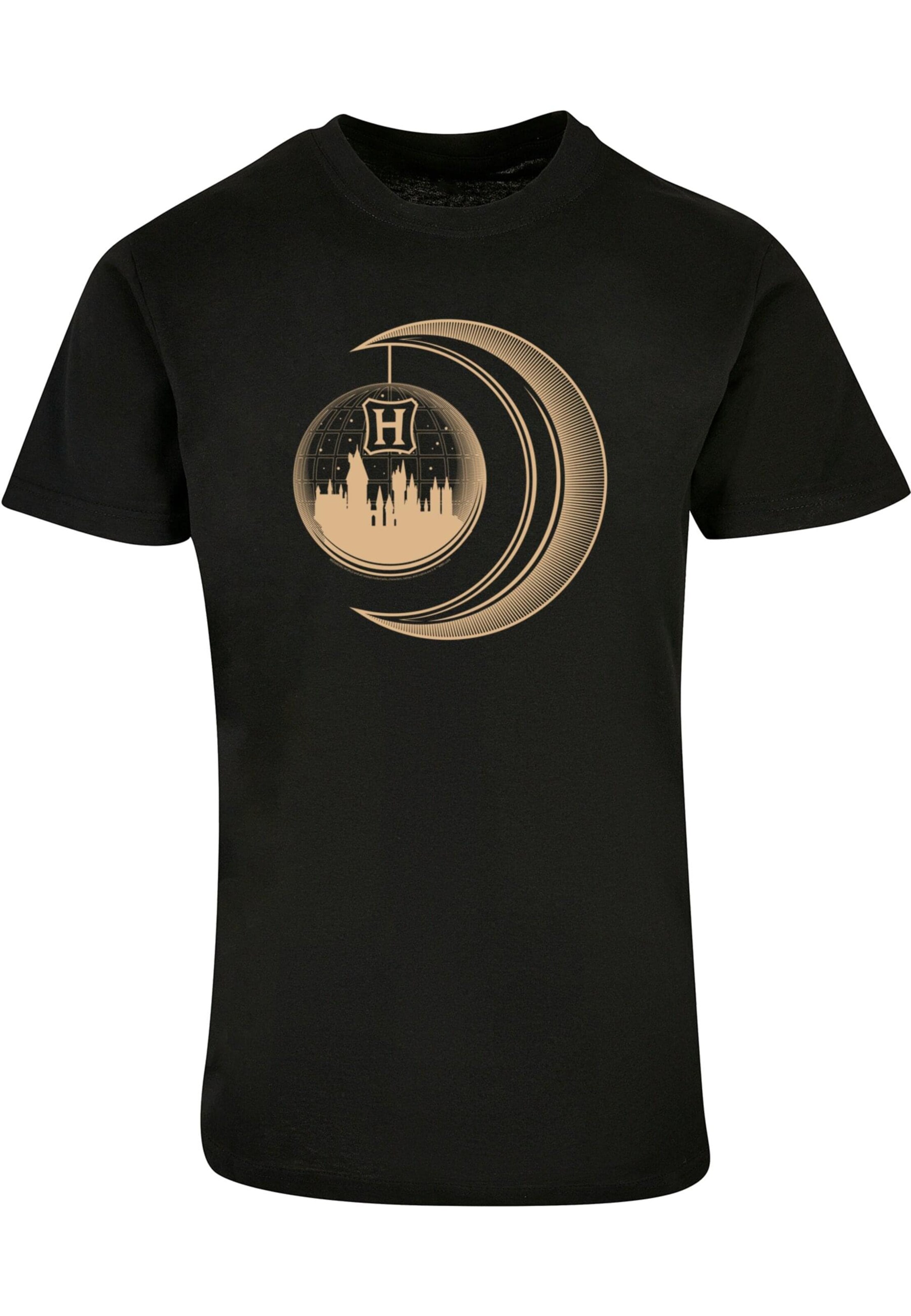 ABSOLUTE CULT Shirt 'Harry Potter - Hogwarts Moon' in Zwart: voorkant